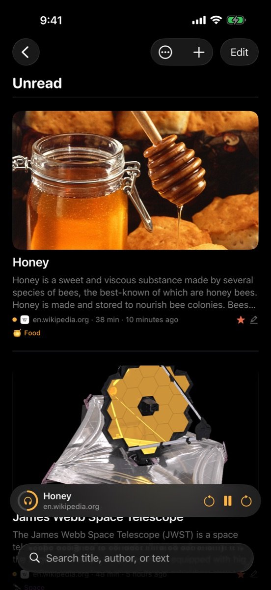 The Magazine layout in dark mode with large article pictures